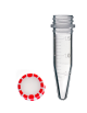 E1415-0304, 1.5 ml Graduated Conical Tube with EasyGrip Screw Cap White/Red (Sterile), 250 pcs