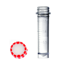 E1420-0314, 2.0ml Graduated Skirted Tube with EasyGrip Screw Cap White/Red (Sterile), 250 pcs